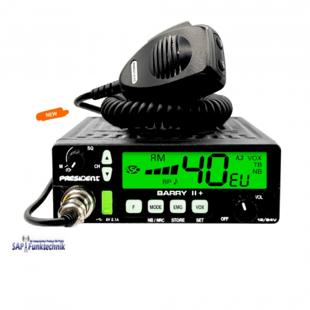 Preview: President BARRY II Plus VOX ASC Multi SET, inkl. Gamma 2F NEWS CB-Mobilantenne 93cm Lang